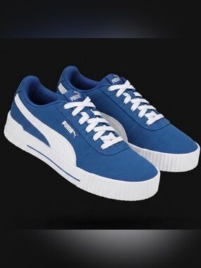 Puma Carina Canvas Sneakers - Lapis Blue/White Womens 10 - Discontinued Colorway